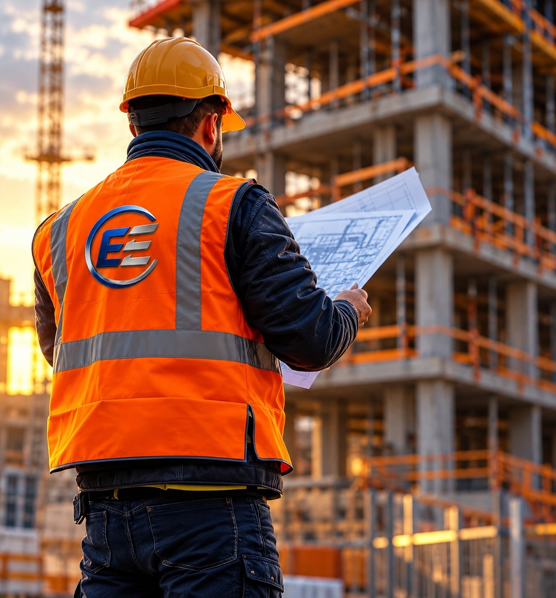 Euro Edge Technical Services Engineer Reviewing Modern Construction Plans Dubai