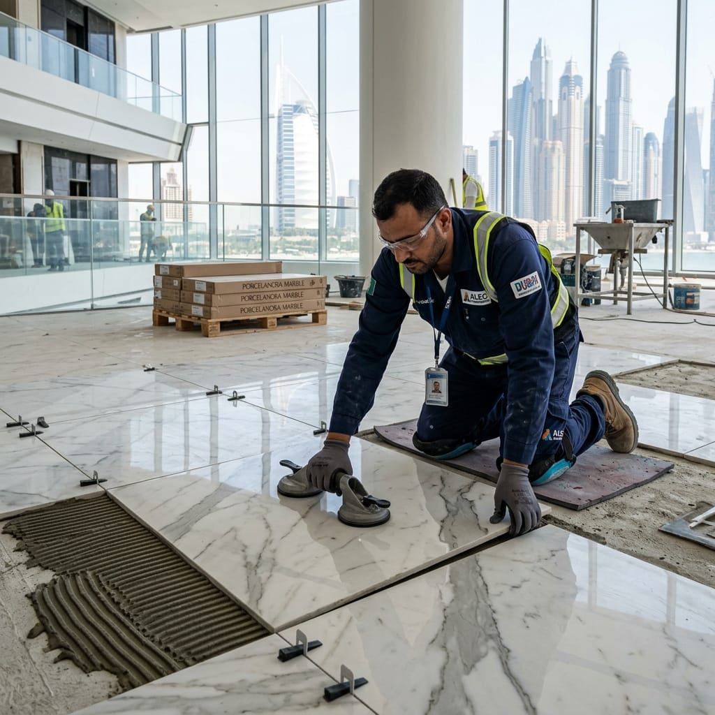 Precision floor and wall tiling installation in Dubai — Euro Edge Technical Services